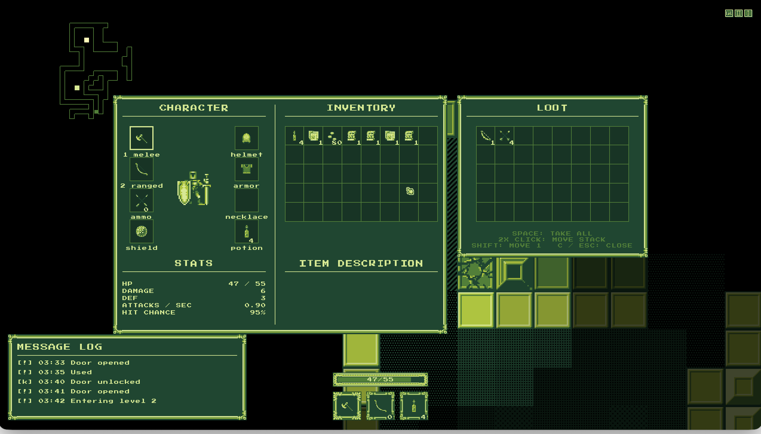 Character and inventory